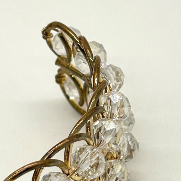 Vintage Gold-Tone Wire Cuff Bracelet With Clear Faceted Beads - Picture 5 of 10